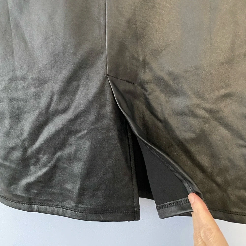 NWT Simlu Size Large Pencil Skirt Faux Leather Black Skirt